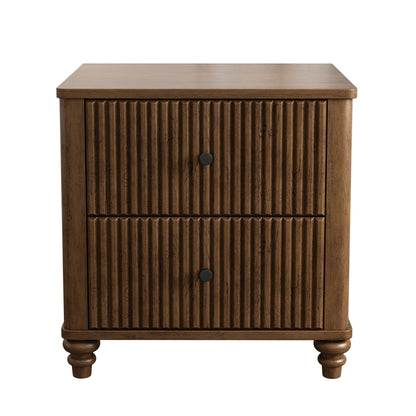 Fluted Nightstand With 3 Drawers