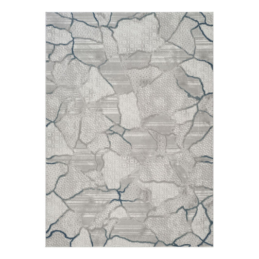 Geometrix - 5'3" X 7'3" Area Rug, Geometric 3D Effect - Ivory / Gray - Polyester