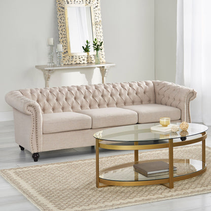 Chesterfield Style 3 Seater Sofa With Deep Button Tufting