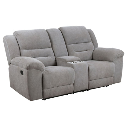 Sebring - Upholstered Manual Reclining Loveseat With Center Storage Console - Gray