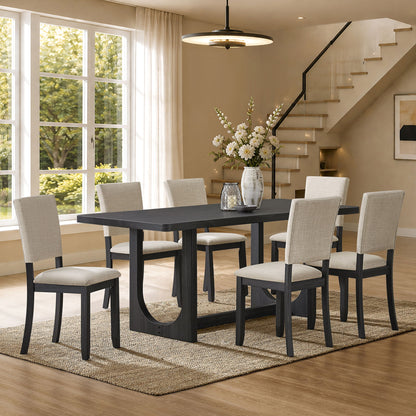 Dining Table Set, Rectangular Kitchen Table With Upholstered Chairs
