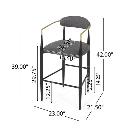 Upholstered Bar Stools With Backs For Kitchen Island (Set of 2)