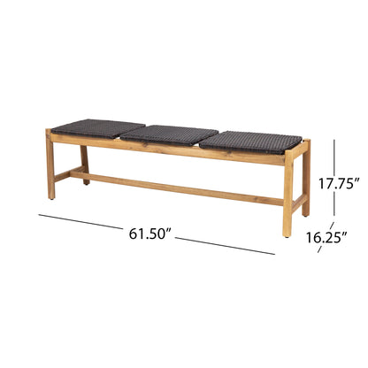 Cambria - Rustic 3 Seater Bench - Teak