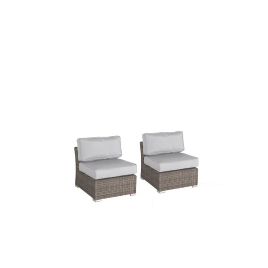 Wide Armless Outdoor Chairs With Cushions (Set of 2)