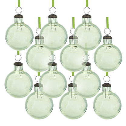 Long Neck Ball Ornaments, Glass Decorative Hanging Ball Christmas Tree Ornaments For Holiday Party Decorations (Set of 12) - Green