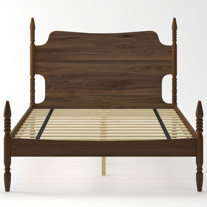 Retro 4 Poster Platform Bed Frame With Curved Tall Headboard