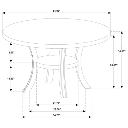 Tyler - Round Dining Table With Shelf Round Table - White