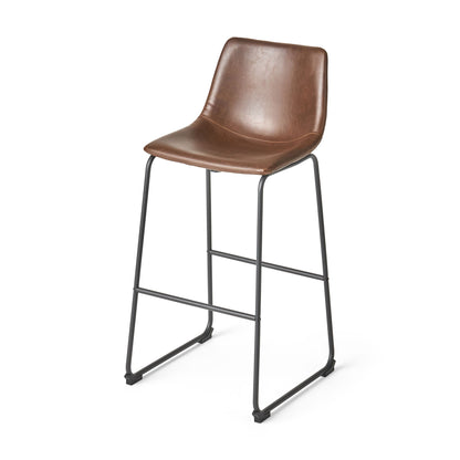 Barstool With Upholstery And Foot Rail - Vintage Brown