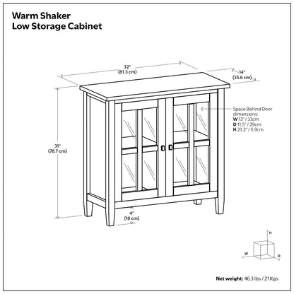 Warm Shaker - Low Storage Cabinet - Light Golden Brown