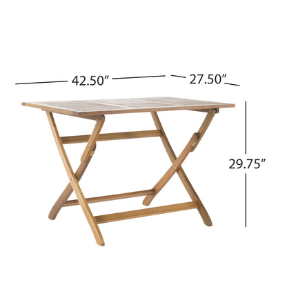 Natural 5 Piece Wood Outdoor Patio Dining Set - Natural Stained