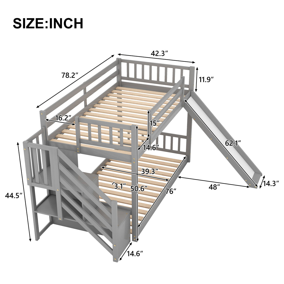 Bunk Bed With Convertible Slide And Stairway