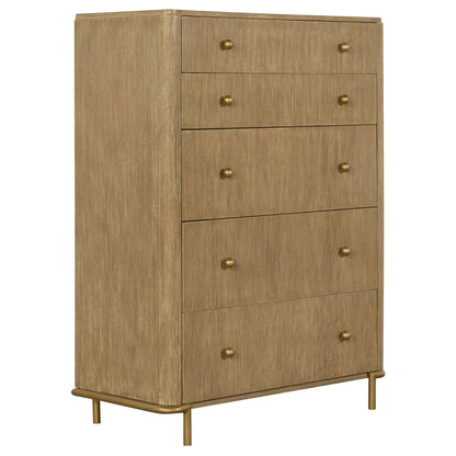 Stevie - Rectangular 5 Drawer Chest - Sand