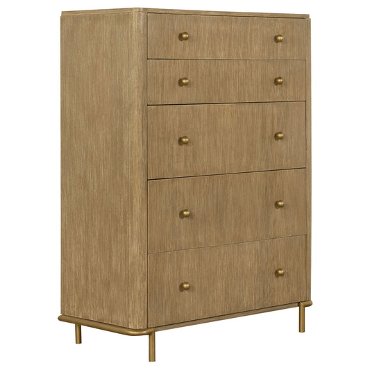 Stevie - Rectangular 5 Drawer Chest - Sand