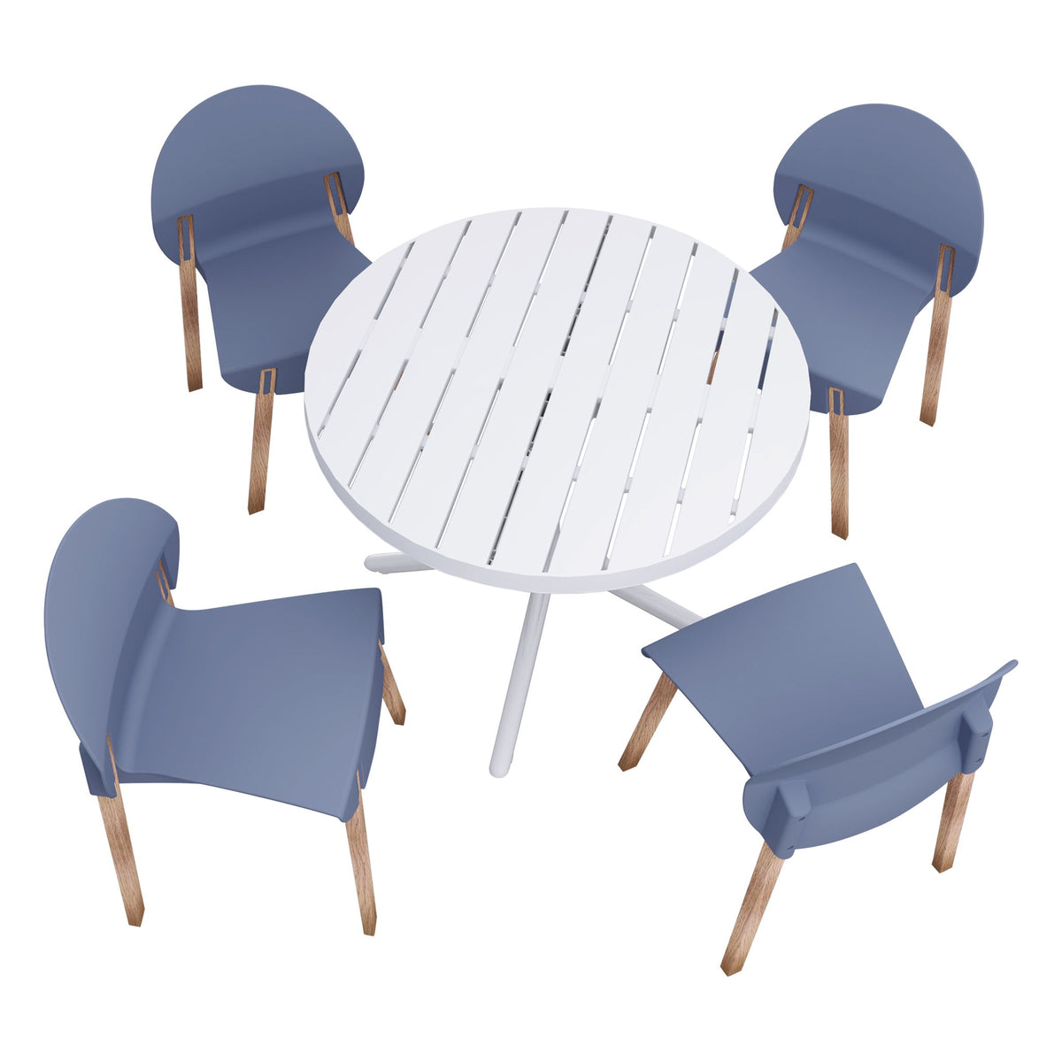 4 Piece Set Of Single Chairs, Traditional Elements With Round Table