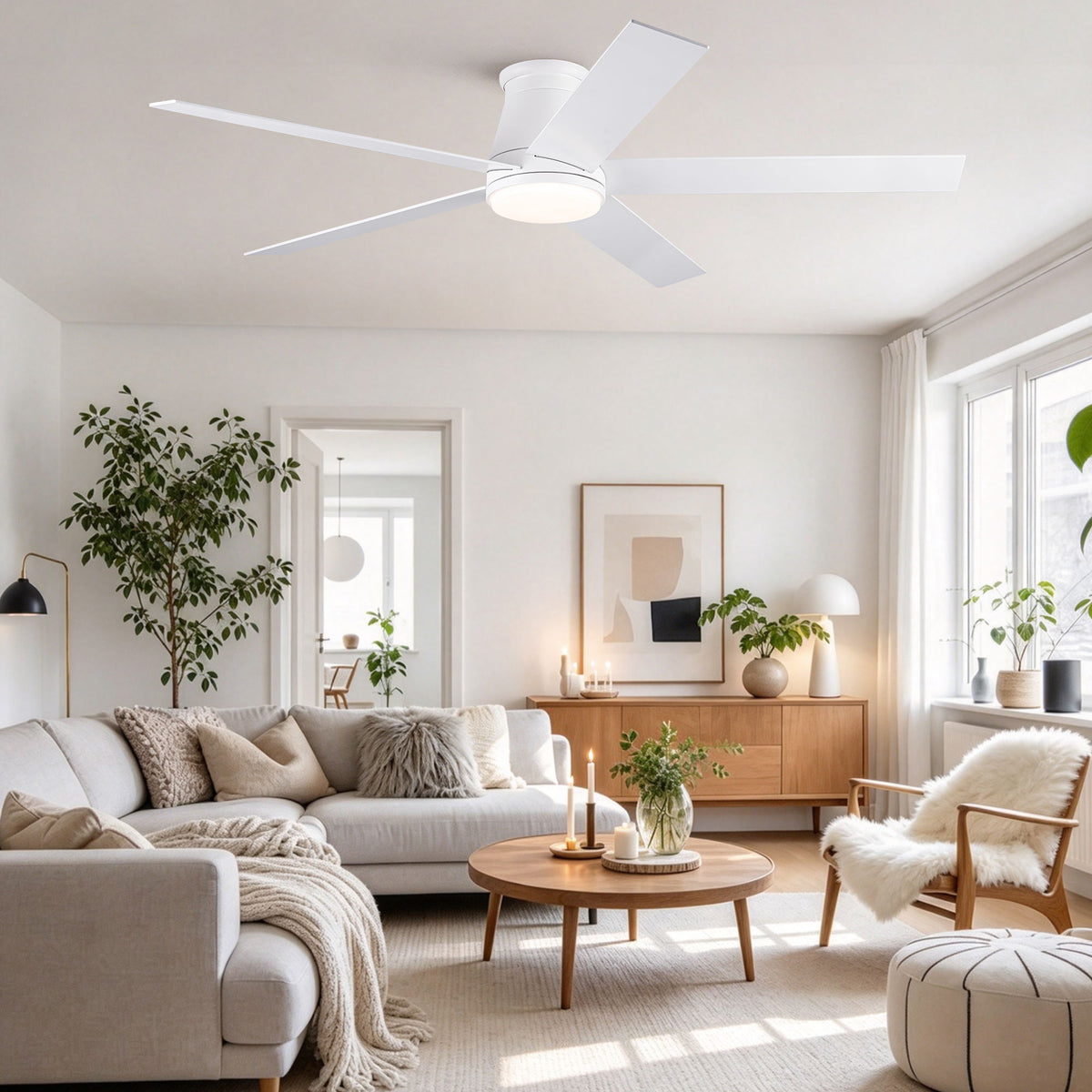 Flush Mount Ceiling Fan With Light