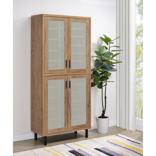Stagg - 4 Door Tall Shoe Storage Cabinet With Adjustable Shelves And Ventilated Doors - Natural
