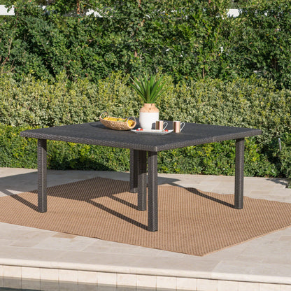 Outdoor Square Rattan Wicker Dining Table - Gray