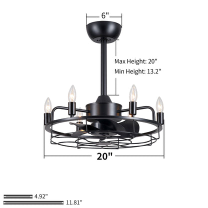 Modern Farmhouse Ceiling Fan, Adjustable Hanging