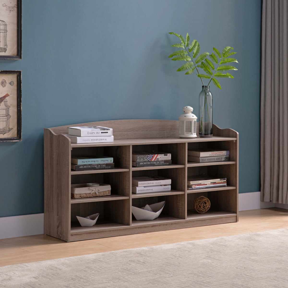 Entryway Shoe Storage Bench, Nine Storage Shelves, Entryway Organizer