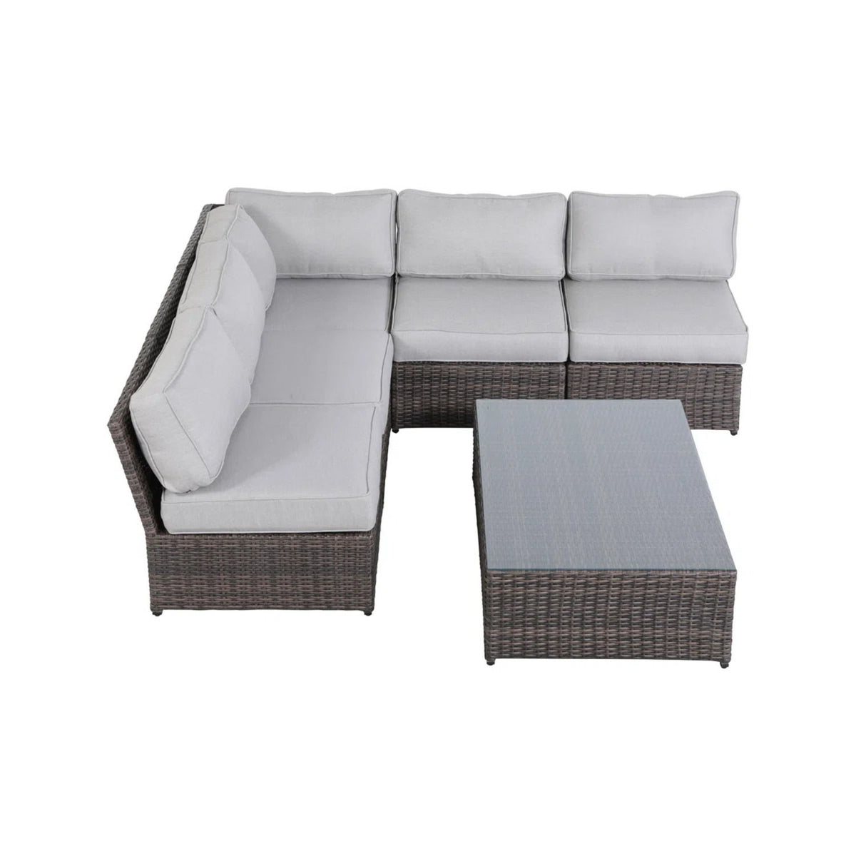 Comfortable Modern Patio Rattan Sectional Set With Cushions