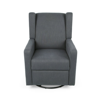 Landau - Contemporary Fabric Upholstered Swivel Recliner - Charcoal