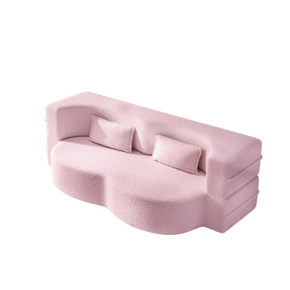 Modern Floor Sleeper Sofa Bed With 2 Pillows, Convertible Twin Size Folding Mattress For Living Room