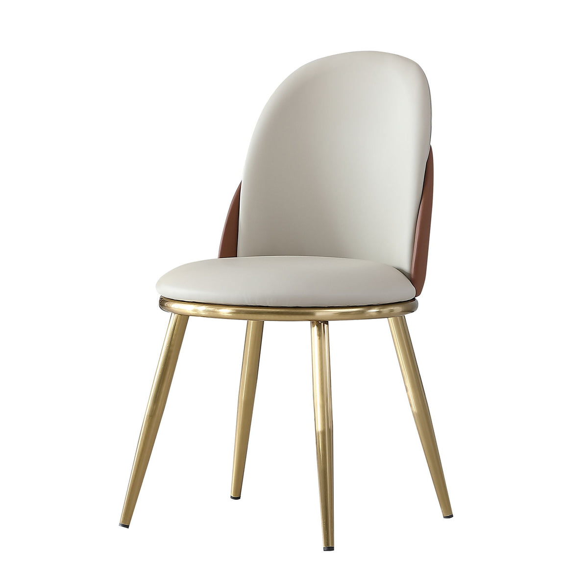 Modern Dining Chairs (Set of 2) With Gold Metal Legs - Beige