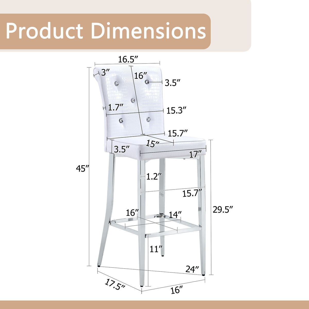 Bar Chairs & Crystal Clasp Design (Set of 2)