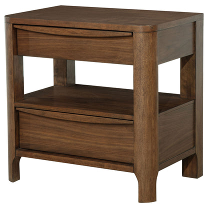 Verona - 2 Drawer Bedside Table With Hidden Storage - Walnut