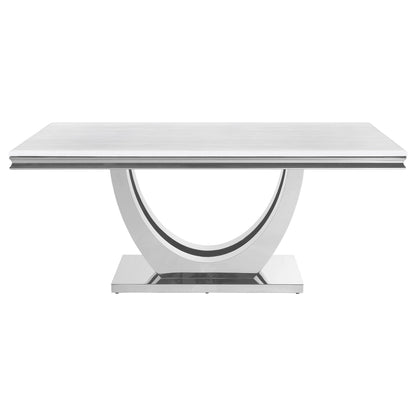 Allessandra - Rectangular U-Shaped Base Dining Table - White / Silver