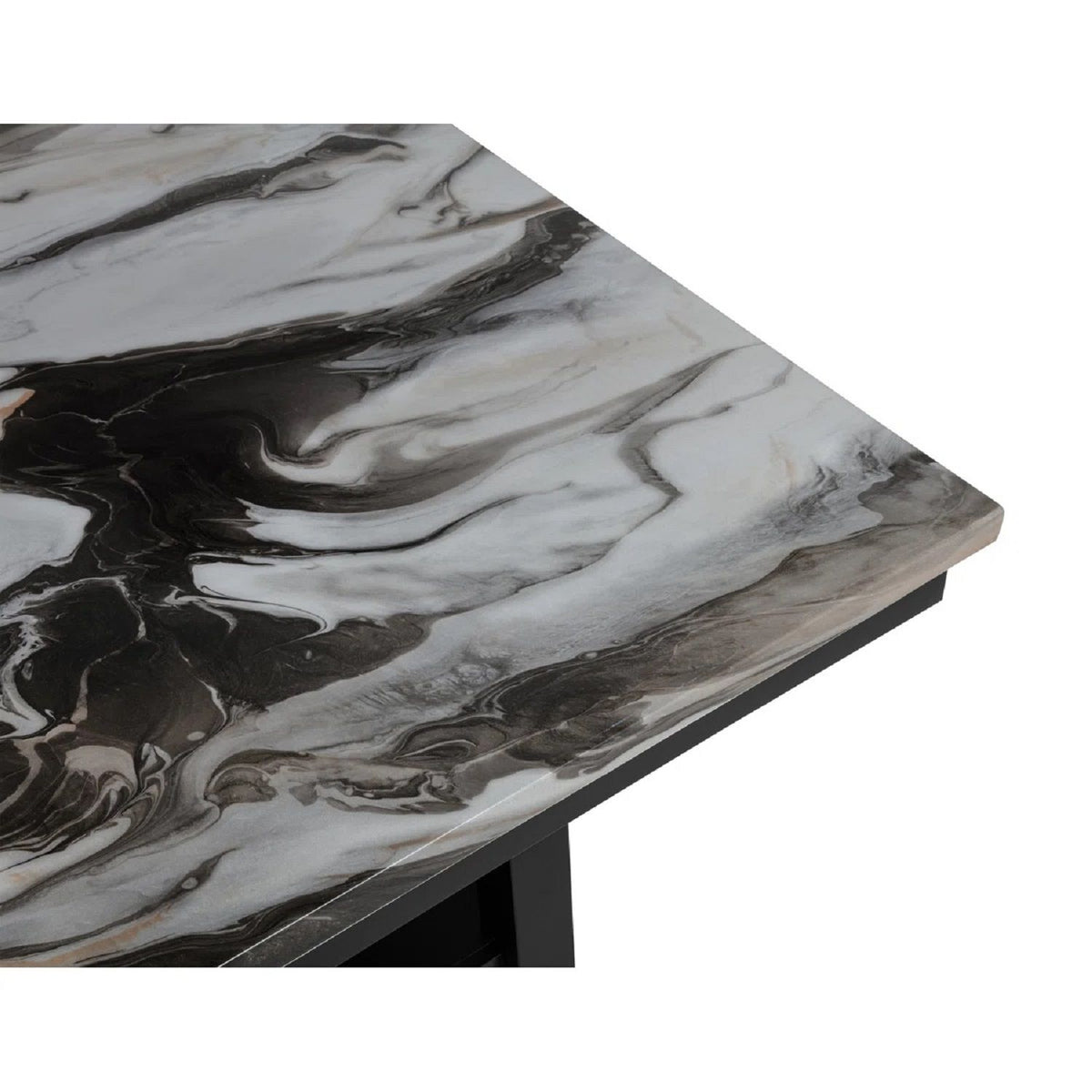 Counter Dining Table With Storage Bottom Shelf For Kitchen - Black