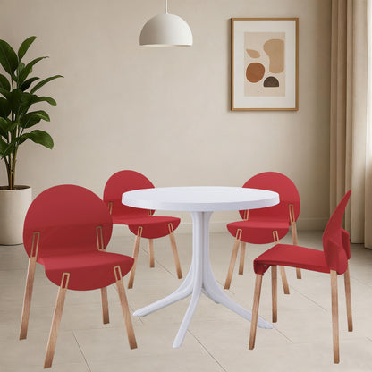4 Piece Set Of Single Chairs, Traditional Elements With Round Table
