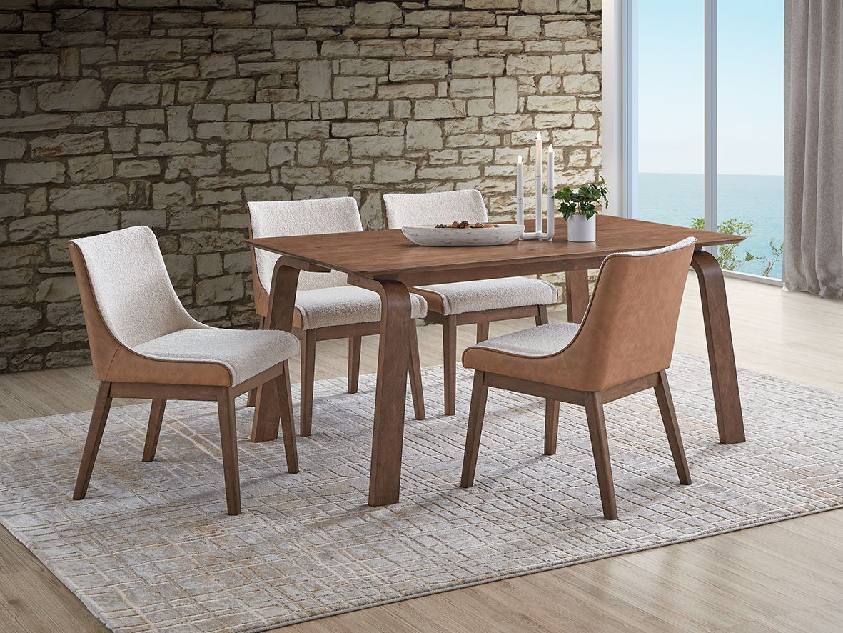 Ginny - 5 Piece With Side Chairs Dining Room Set - Walnut