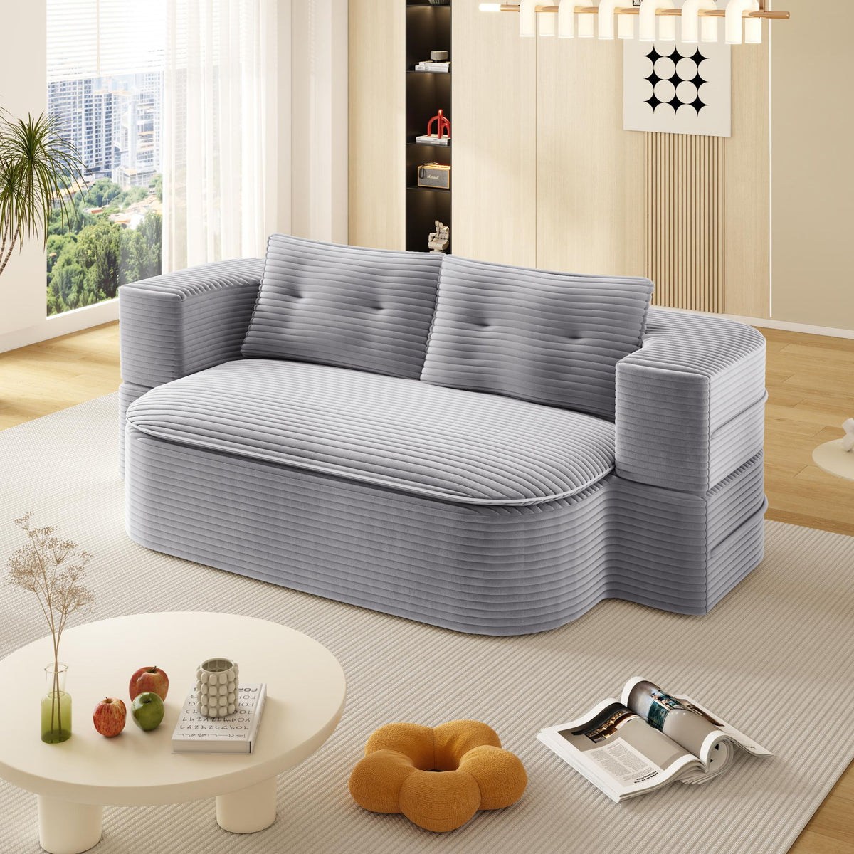 Convertible Floor Sofa Bed With Multi Functional Blanket