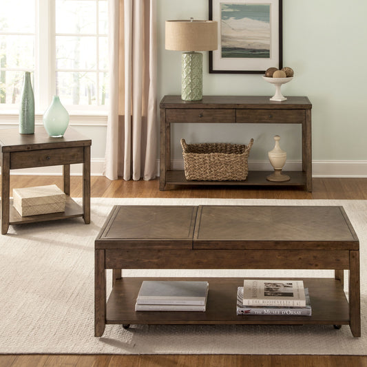 Mitchell - 3 Piece Table Set (1 Cocktail 2 End Tables) - Nutmeg