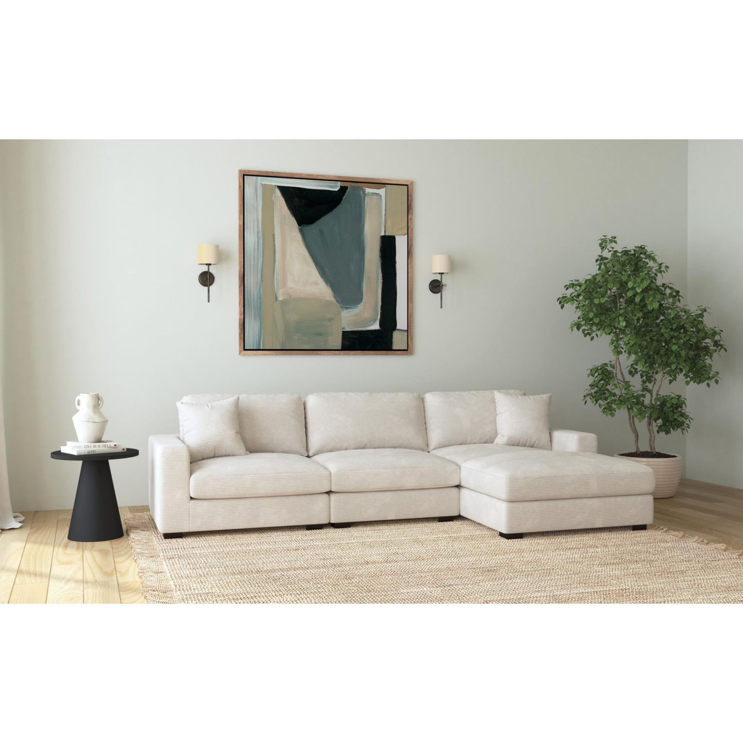 Arizona - Modular RHF Chaise With 1 Pillow 20" - Steno Beige