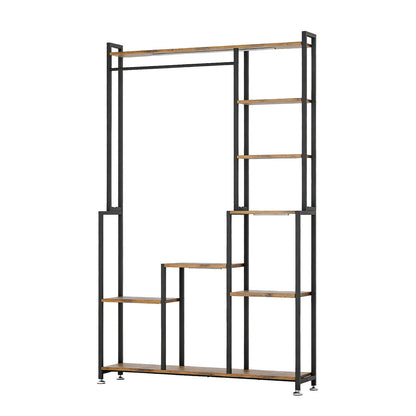 Large Plant Stand Indoor With Grow Light, Tall Plant Shelf, 8 Tiered Heavy Duty Metal Plant Stand, Square Flower Stand Display Rack For Living Room - Walnut / Black