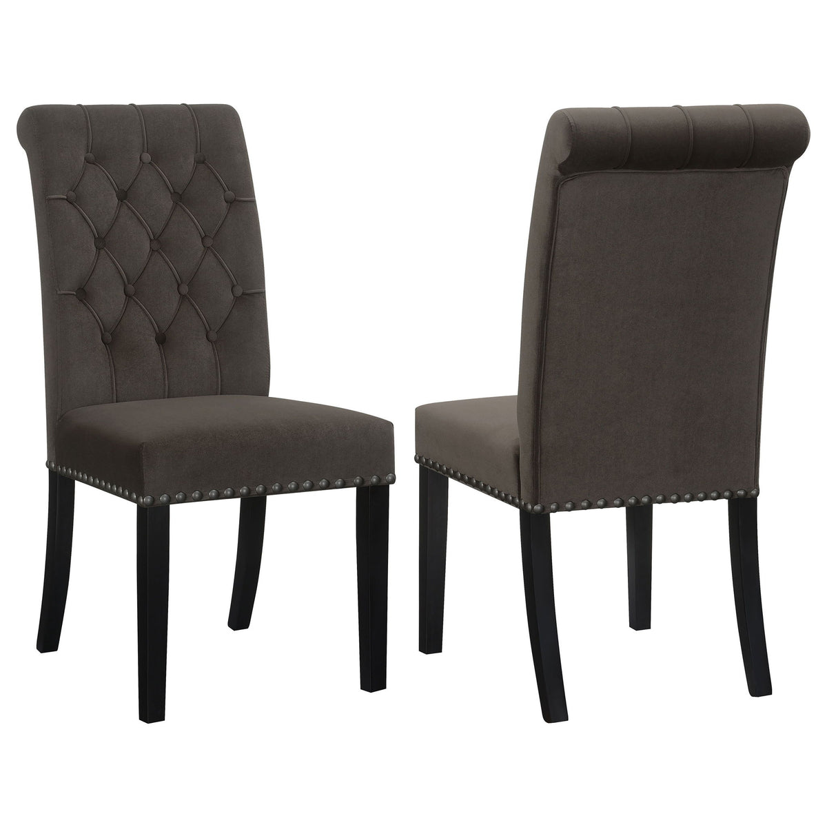 Side Chairs With Tufting Nailhead Trim (Set of 2) - Brown