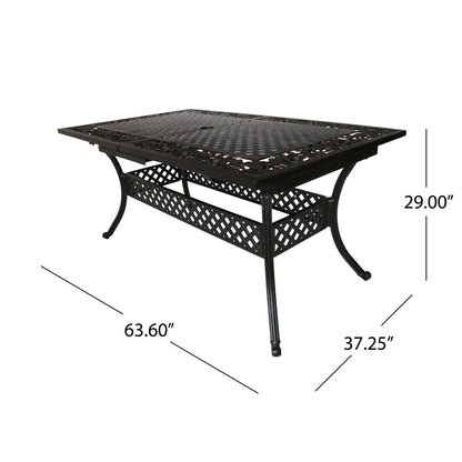 Outdoor Extendable Aluminum Dining Table With Pattern Table Top And Curved Legs - Copper