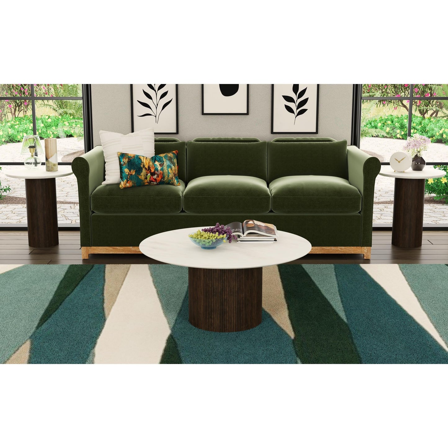 Sylvie - Round Table With White Faux Marble Top And Base