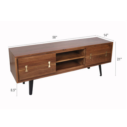 Asther - Acacia Wood TV Cabinet - Natural Wood / Brown