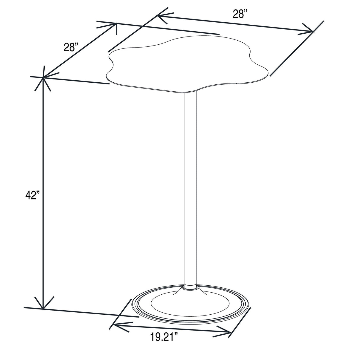 Fresno - Curved Cloud Shaped Bistro Bar Table Bar Table - Black