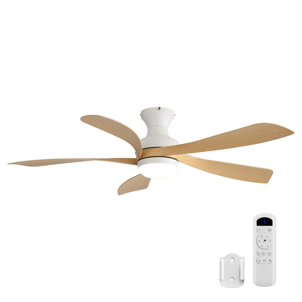 52" Ceiling Fan With 3 Color Dimmable LED Light, DC Reversible Motor, 6 Speed Settings