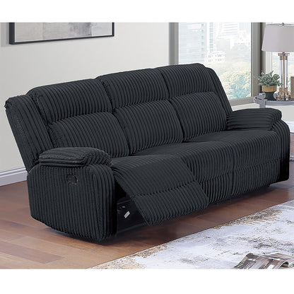 Motion Reclining Sofa With Seat And Adjustable Footrests For Living Room - Black