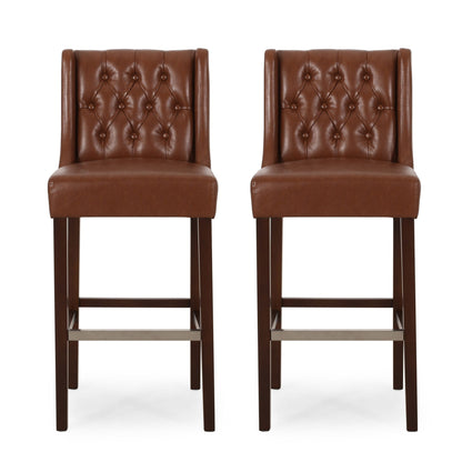 Solstara - Upholstered Dining Barstool With Button Tufted And Wing Back