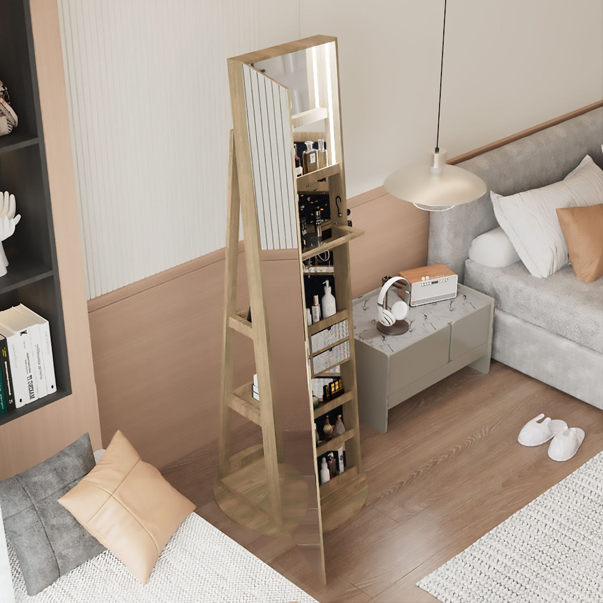 Swivel Jewelry Cabinet With Full Length Mirror
