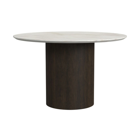 Sylvie - Round Dining Table Top Faux Marble - White