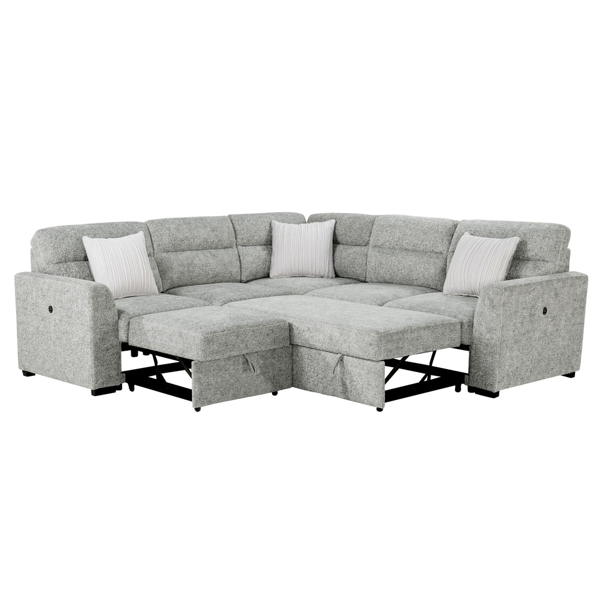 Emiliano - Sectional Sofa With 3 Pillows - Nickel
