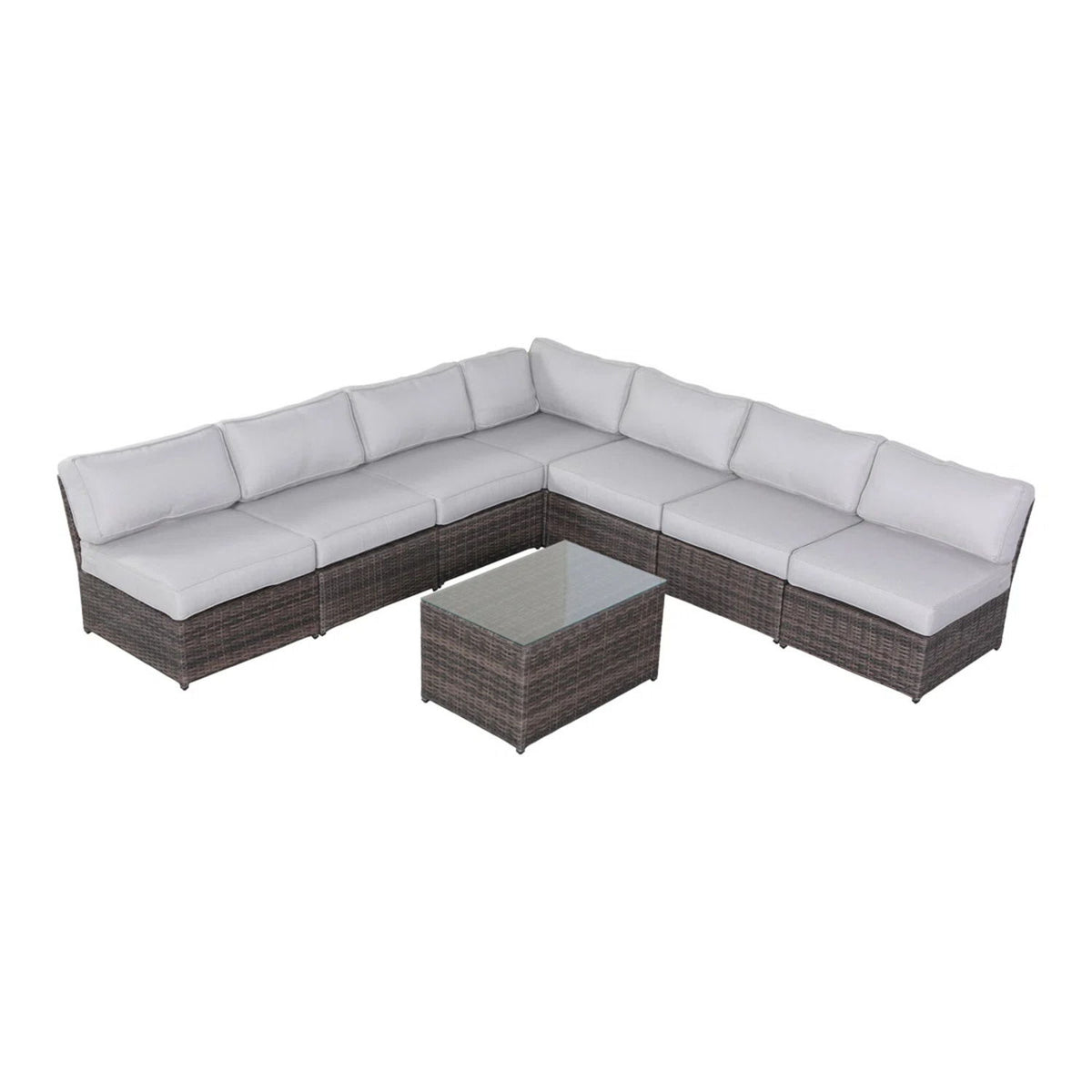 Comfortable Modern Patio Rattan Sectional Set With Cushions