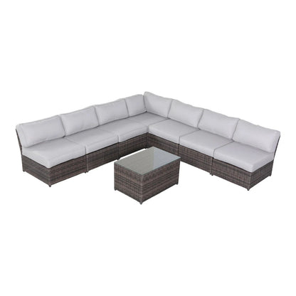 Comfortable Modern Patio Rattan Sectional Set With Cushions